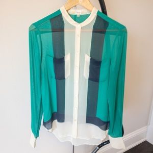 Babaton 100% Silk Colour-block Blouse Size Small